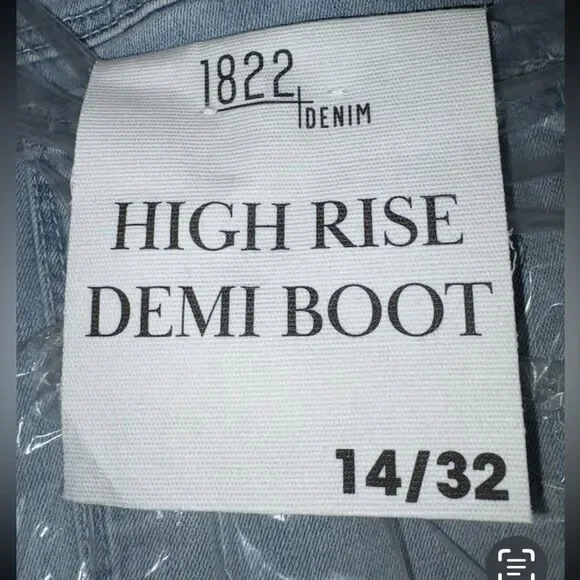 1822 Denim Frayed High Waist Demi Bootcut Jeans in Chase Size 14/32 - Picture 7 of 9